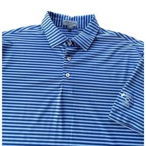 Peter Millar Summer Comfort MOS vs MITS Golf Polo Shirt Striped Blue XL Men